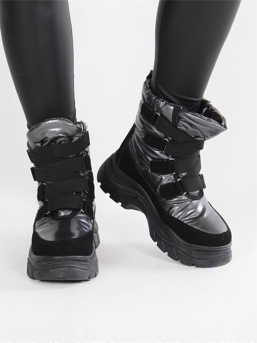 Steffy - Metallicgrå vinterkängor med bred sula